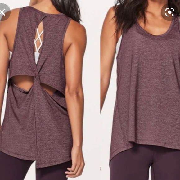 LULULEMON Hold and let flow Tank top  6 8 heathered black Cherry - Picture 1 of 6